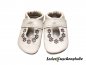 Preview: Lederpuschen Ballerina Taufschuh creme Blumen taupe